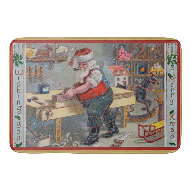 Santa in his Workshop, God jul, Badrumsmatta (Framsidan)