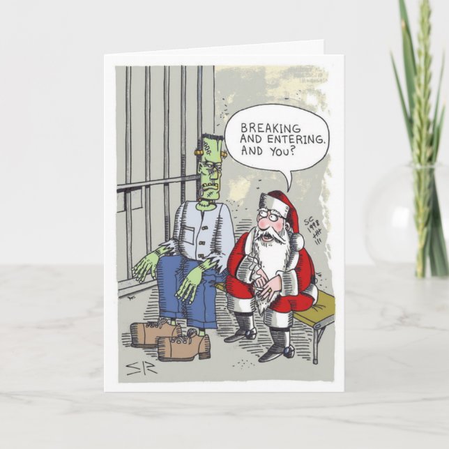 Santa in Jail-hälsningskort Helgkort (Framsida)
