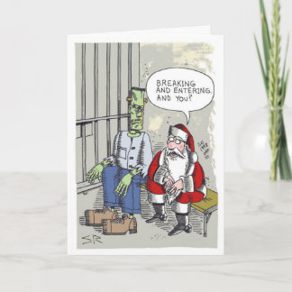 Santa in Jail-hälsningskort Helgkort
