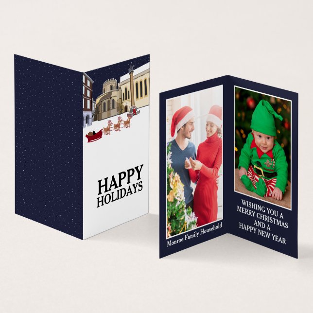 Santa In London, Family Photo- julkort Visitkort (In- och utsida)