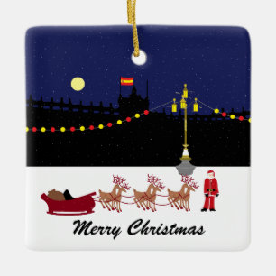Santa in Madrid jul Ceramic Ornament