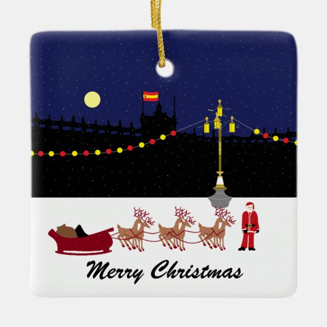 Santa in Madrid jul Ceramic Ornament (Framsida)