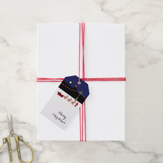 Santa In Madrid-Juletiketter Presentetikett (Med Snöre)