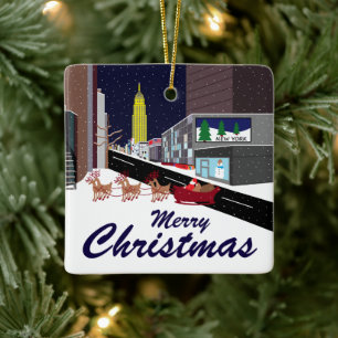 Santa In New York jul Ceramic Ornament