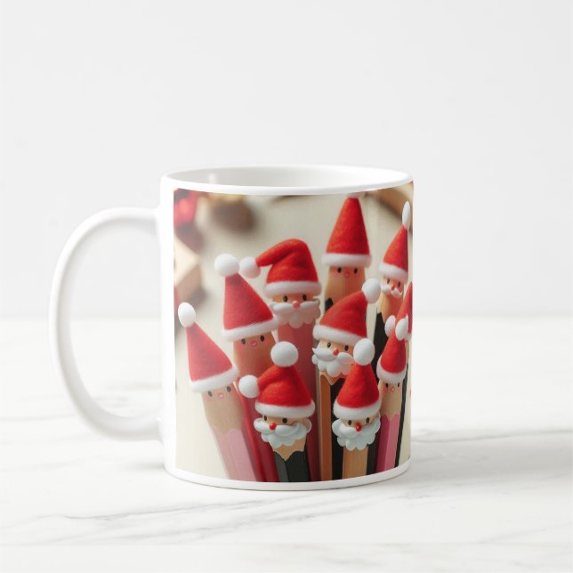 Santa in Pencil A Mugg Fullt av Helgdag Spirit/Mug (Vänster)