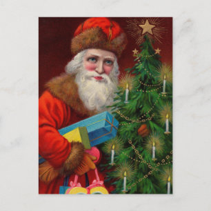 Santa in Red-vykort Helg Vykort