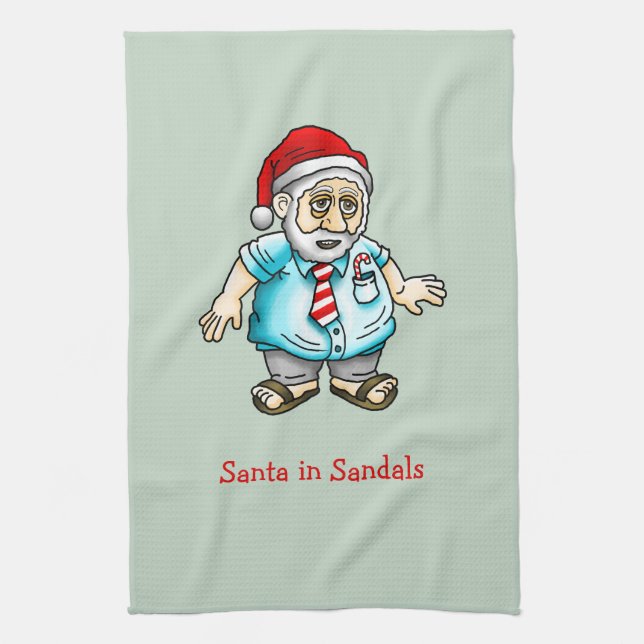 Santa in Sandals Kökshandduk (Vertikal)