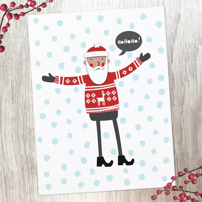 Santa in Smala Jeans Helg Vykort (Santa Claus in Skinny Jeans fun Holiday postcard)