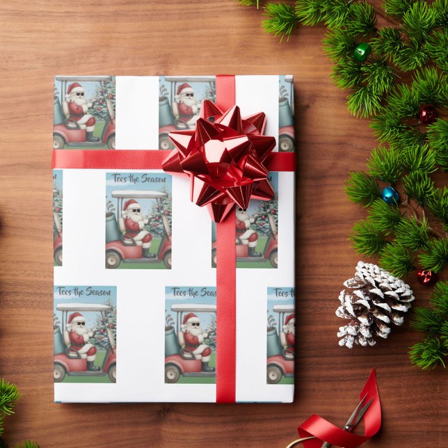 Santa in Sunglasses Golf Cart Tees the Season Presentpapper (Skapare uppladdad)