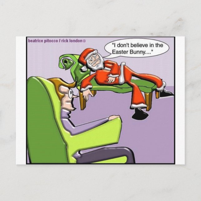 Santa In Therapy Funny julklapp och Tees Helg Vykort (Framsida)