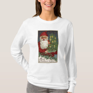 Santa innehav ett Candlelit träd Tröja