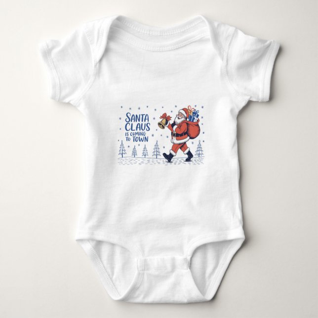 Santa is coming to the town t shirt (Framsida)