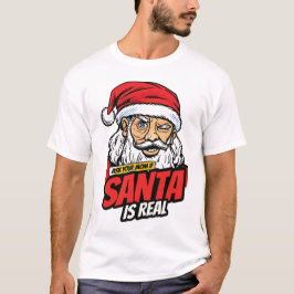 Santa Is Real – Ask Your Mom Pop Art Winking Santa T Shirt