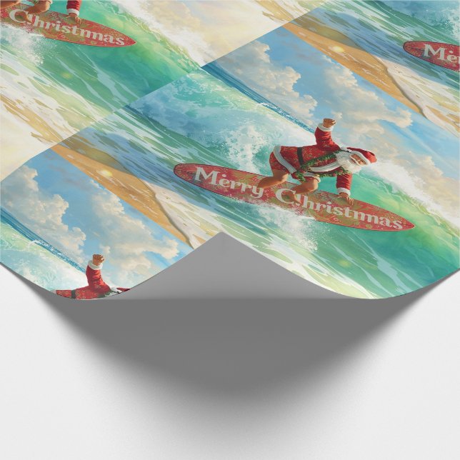 Santa is Surfing Christmas Holiday  Presentpapper (Hörn)