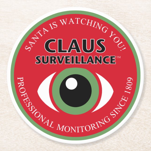 Santa is Watching Underlägg Papper Rund (Framsidan)
