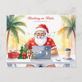 Santa is working on line for Christmas Holiday Helg Vykort