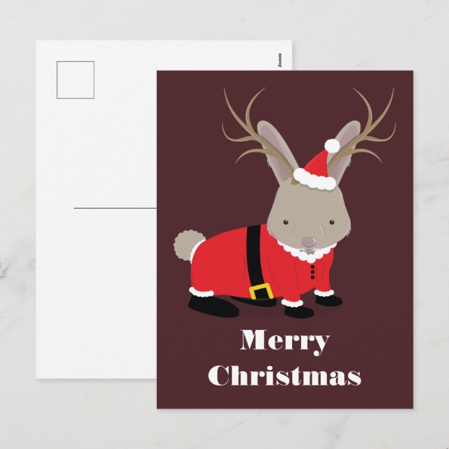 Santa Jackalope-jul Helg Vykort (Fram/baksida)