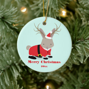 Santa Jackalope-jul Julgransprydnad Keramik