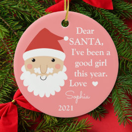 Santa Jag har varit Bra Girl Girl Photo jul Julgransprydnad Keramik