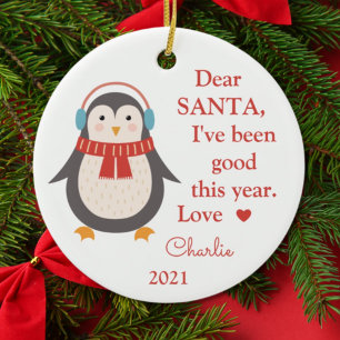 Santa Jag har varit Bra Photo jul Penguin Julgransprydnad Keramik