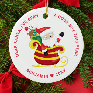 Santa Jag har varit en Bra Boy Photo-jul Julgransprydnad Keramik