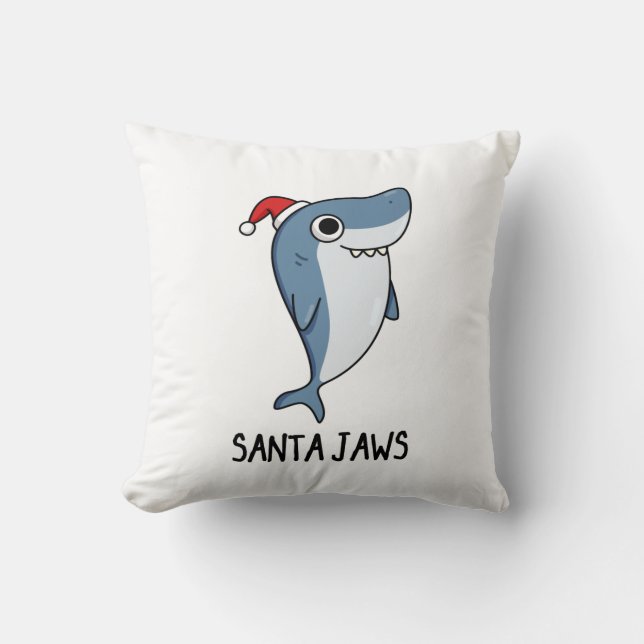Santa Jaws Funny Shark jul Pun Kudde (Framsida)
