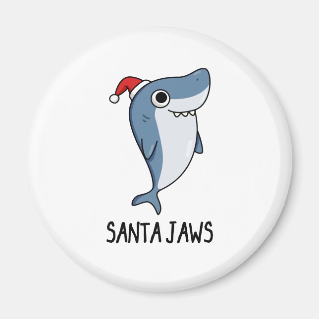 Santa Jaws Funny Shark jul Pun Magnet (Framsidan)
