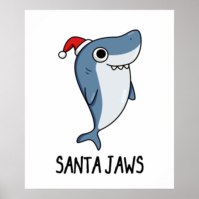 Santa Jaws Funny Shark jul Pun Poster (Framsidan)