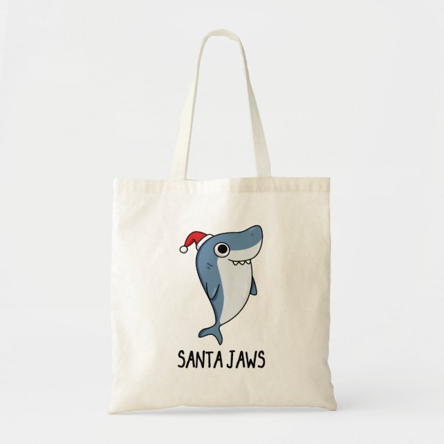 Santa Jaws Funny Shark jul Pun Tygkasse (Framsidan)