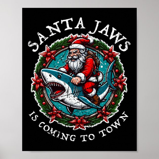 Santa Jaws kommer till jultomten Jaws Poster (Framsidan)