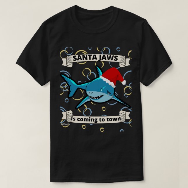 SANTA JAWS KOMMER TILL TEGA LUNDA Jristmas-haj T Shirt (Design framsida)