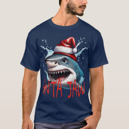 Santa Jaws Pun Citat Jul Haj Cartoon Konst T Shirt