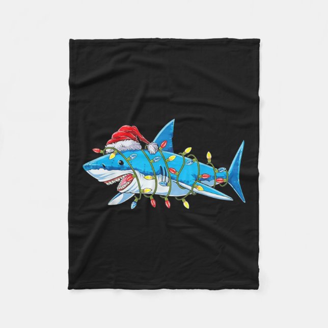 Santa Jaws Shark jul Ljus Merry Sharkmas X Fleecefilt (Framsidan)