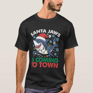 Santa Jaws Shark jul Ljus Merry Sharkmas X T Shirt