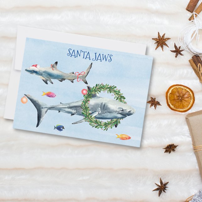 Santa Jaws Underbar White-julhak Julkort (Skapare uppladdad)