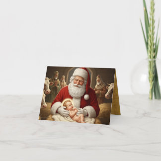 Santa & Jesusbarnet med de vise männen Tack Kort