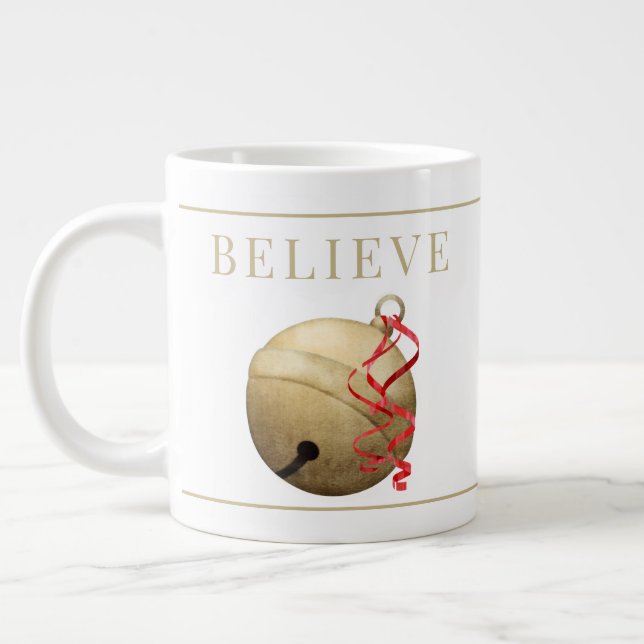 Santa JINGLE BELL, BELIEVE Typography Giant Kaffe Jumbo Mugg (Vänster)