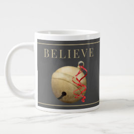 Santa JINGLE BELL, BELIEVE Typography Jumbo Mugg