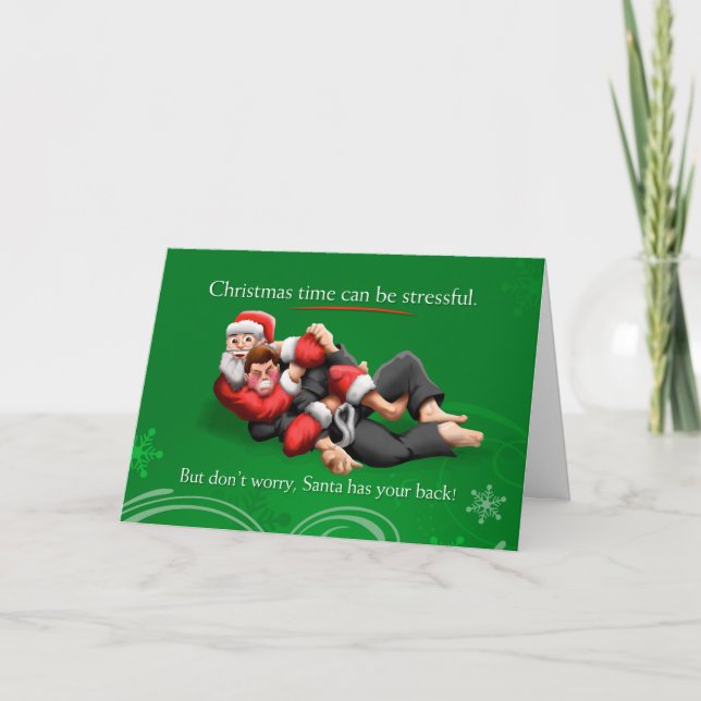 Santa Jiu Jitsu Choke - julkort Helgkort (Framsida)