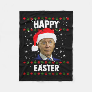 Santa Joe Biden Glad påsk, ugglatt jul, Sverige Fleecefilt