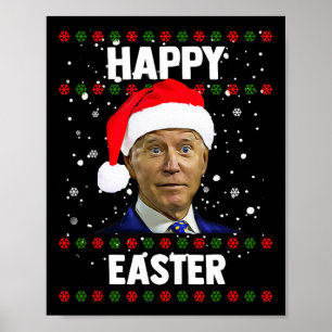Santa Joe Biden Glad påsk, ugglatt jul, Sverige Poster