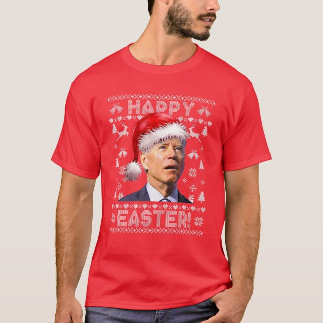 Santa Joe Biden Happy Easter Ugly Christmas Sweate T Shirt (Framsida)