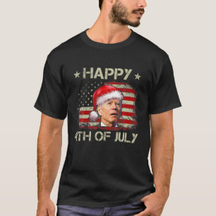 Santa Joe Biden Lycklig 4:e juli Juldagen Flagga U T Shirt
