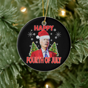 Santa Joe Biden Lycklig 4:e juli - jultomten Julgransprydnad Keramik