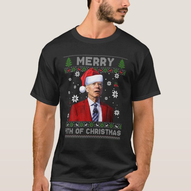 Santa Joe Biden Lycklig 4:e juli måndag jul S T Shirt (Framsida)