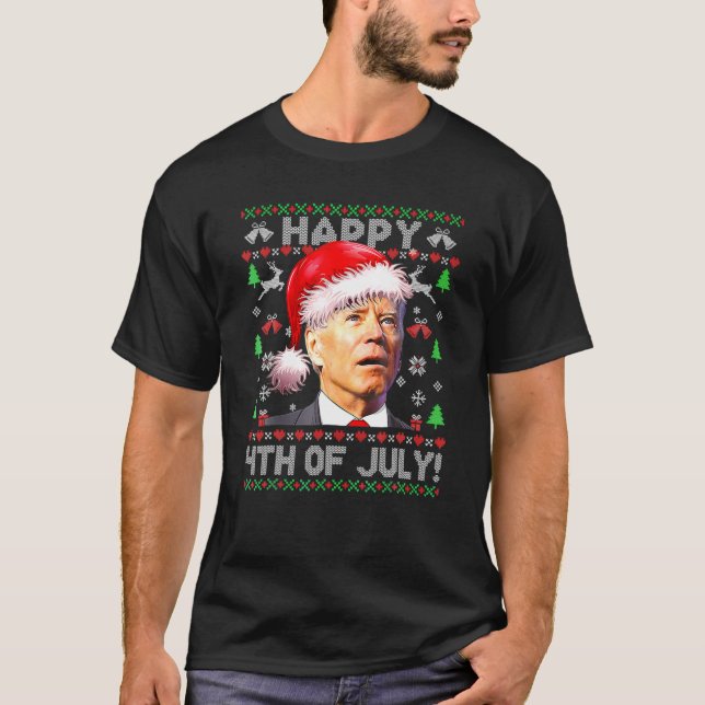 Santa Joe Biden Lycklig 4:e juli måndag jul T Shirt (Framsida)