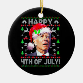Santa Joe Biden Lycklig 4:e juli Ugly jul Julgransprydnad Keramik