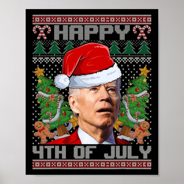 Santa Joe Biden Lycklig 4:e juli Ugly jul Poster (Framsidan)