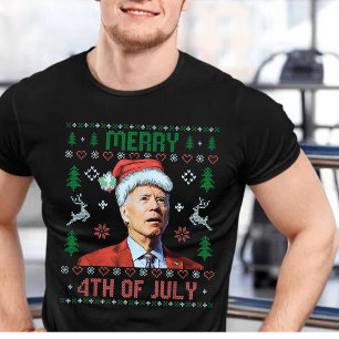Santa Joe Biden Lycklig 4:e juli Ugly jul T Shirt