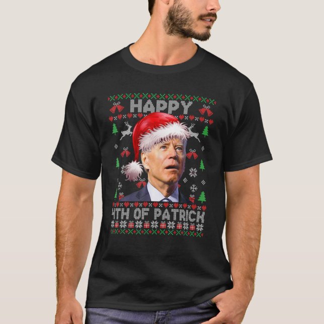 Santa Joe Biden Lycklig 4:te av Patrick Ugly Chris T Shirt (Framsida)